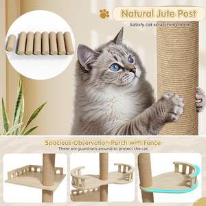 Moderna Torre Grande para Gatos de Varios Niveles en Madera Maciza, Árbol Rascador de Suelo a Techo, Mueble con Plataforma de Salto y Cama Navideña de Sisal para Escalar - Product Image 5