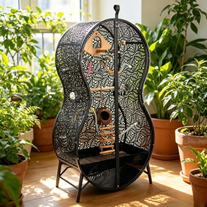 Jaula para Pájaros Extra Grande de Hierro Forjado Resistente, Jaula Abierta para Loros, Proveedor Mayorista para Tiendas de Mascotas - Product Image 1