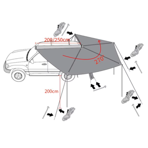 Tenda da sole indipendente Oxford con lato sinistro di 270 gradi <span class=keywords><strong>per</strong></span> <span class=keywords><strong>campeggio</strong></span> fuoristrada 4WD/4x4 <span class=keywords><strong>per</strong></span> <span class=keywords><strong>roulotte</strong></span> RV all'aperto - Product Image 4