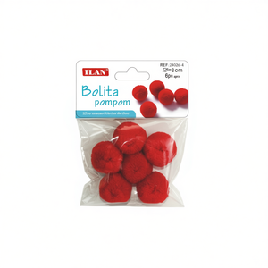 Pompon in Lana Ilan 3.0 Cm Rosso Intenso per Decorazioni Artigianali - Product Image 2