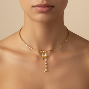 Collana con Ciondolo a Forma di Pesce <span class=keywords><strong>in</strong></span> Acciaio Inossidabile Placcato <span class=keywords><strong>Oro</strong></span> con Motivo Animale e Zirconi, Gioielli da Spiaggia Trendy per Donne - Product Image 1