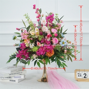 Centros de mesa florales para fiesta nupcial, bolas de flores artificiales de seda rosa intenso con plantas, bolas de flores rosas - Product Image 3