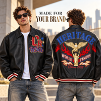 Blouson Bomber en Cuir de Luxe pour Homme avec Strass, Broderies et Patchwork, Style Streetwear – Fabrication OEM