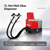 Machine distributrice d'adhésif thermofusible industrielle 7L, 1-2 sorties multiples, panneau de commande PLC 0-250 ℃   Quantité de colle réglable