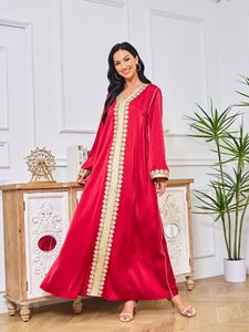 Abito donna Dubai ricamo dorato pizzo moda abito musulmano per <span class=keywords><strong>l</strong></span>'estate per il commercio estero ODM fornitura - Product Image 3