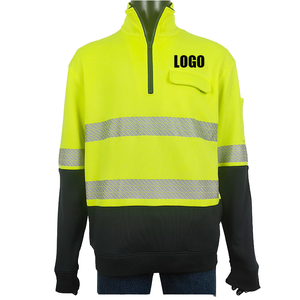Sudadera de Trabajo de Alta Visibilidad para Hombre, Amarillo y Negro, con Media Cremallera, Estilo Bomber, Reflectante y de Seguridad - Product Image 1
