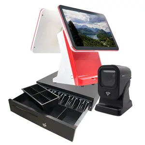 Dual Screen All In 1 Point Of Sale Cash Register Computer All In 1 Android Pos Software System Touch Screen