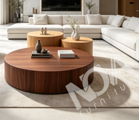 Ensemble de tables basses cylindriques rondes en MDF avec placage en bois de frêne, tables d'appoint gigognes pour salon