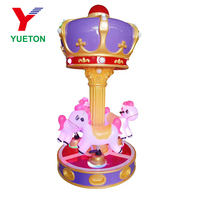 Taman anak-anak Beli hiburan hiburan listrik kecil Merry Go bulat 3 kursi Mini Fairground wahana korsel kecil kuda untuk dijual
