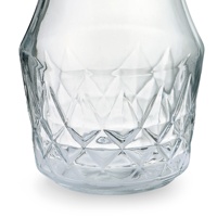 Pichet à eau 1700 ml en verre côtelé motif diamant avec poignée ergonomique – Distributeur de boissons grande capacité pour cafés, bars et événements festifs