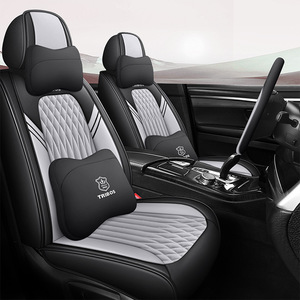 Housses de siège de voiture universelles en <span class=keywords><strong>cuir</strong></span> pleine fleur Fengshang de luxe, neuves, tout inclus, pour fourgonnettes, camions et SUV, lot de 9 pièces, vente en gros - Product Image 3