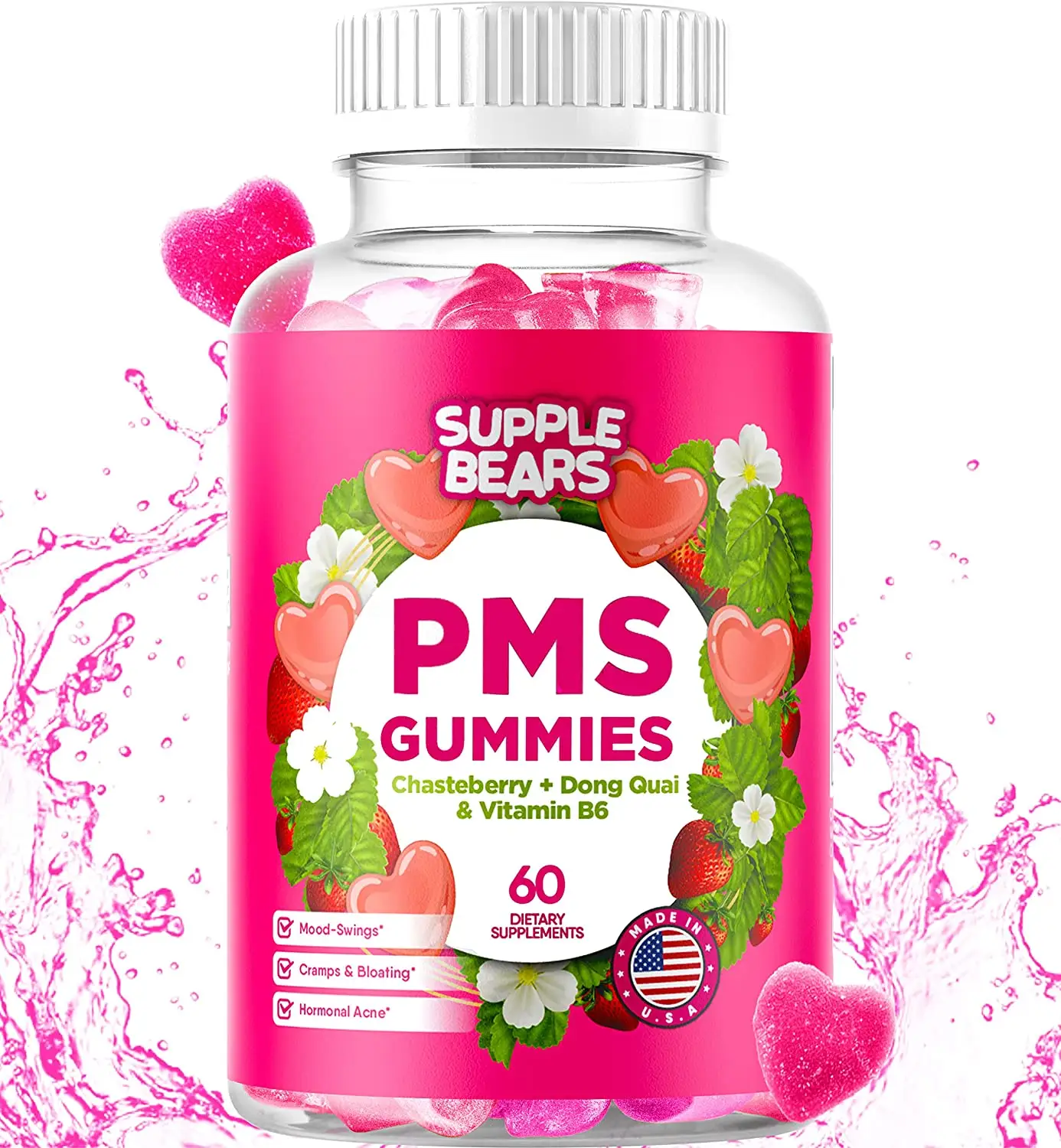 Kẹo Dẻo PMS Cân Bằng Nội Tiết Không GMO Kẹo Dẻo Pms Vitamin B6 Kẹo Dẻo PMS Đau Kinh Nguyệt Cho Nữ