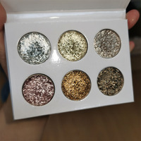 6 warna bubuk Mica kilau metalik kustom palet Eyeshadow bercahaya tahan air berlian Vegan untuk kulit gelap