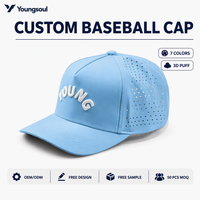 Gorra de Golf de 5 Paneles con Logotipo Personalizado OEM, Impermeable, Bordada, con Perforaciones Cortadas a Láser, Gorras Clásicas de Secado Rápido