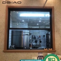 Ventana Corredera Vertical de Aluminio con Marco Negro, Resistente al Viento, Moderna, Minimalista, Doble Hoja, para Cocina