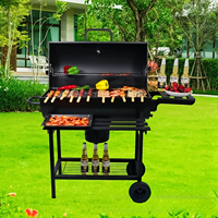 Barbecue de camping extérieur pliable de style européen et américain, en acier noir, grande taille, pour cour, avec charbon de bois détachable