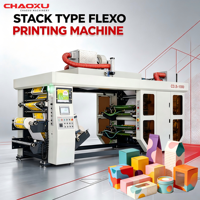 Machine d'impression flexographique à grande vitesse de type empilable à 4 couleurs pour film plastique, fonctionnement stable