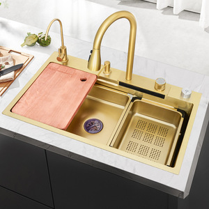 Internet célèbre évier de pluie volant <span class=keywords><strong>or</strong></span> cascade Style sortie d'eau tirant robinet résistant à l'usure et Durable hôtel évier de cuisine - Product Image 4