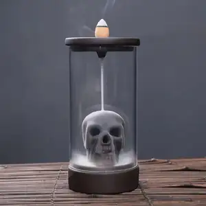 Quemador de incienso personalizado para Halloween, soporte de conos de incienso de cerámica LED, resina de reflujo, venta al por mayor