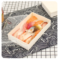 Boîte à lunch pliable jetable, boîte à gâteau, boîte à dessert, boîte à sushi en bois biodégradable