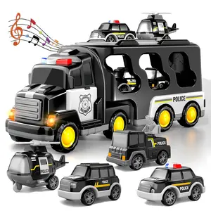 5-en-1 Friction Power Emergency Vehicle Police Car Toy Set pour les tout-petits de 3 à 6 ans