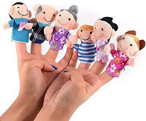 कस्टम आलीशान खिलौना परिवार के सदस्य भरवां पशु बच्चों के लिए नरम आलीशान उंगली कठपुतलियों उंगली कठपुतली खिलौना वर्गीकरण सेट
