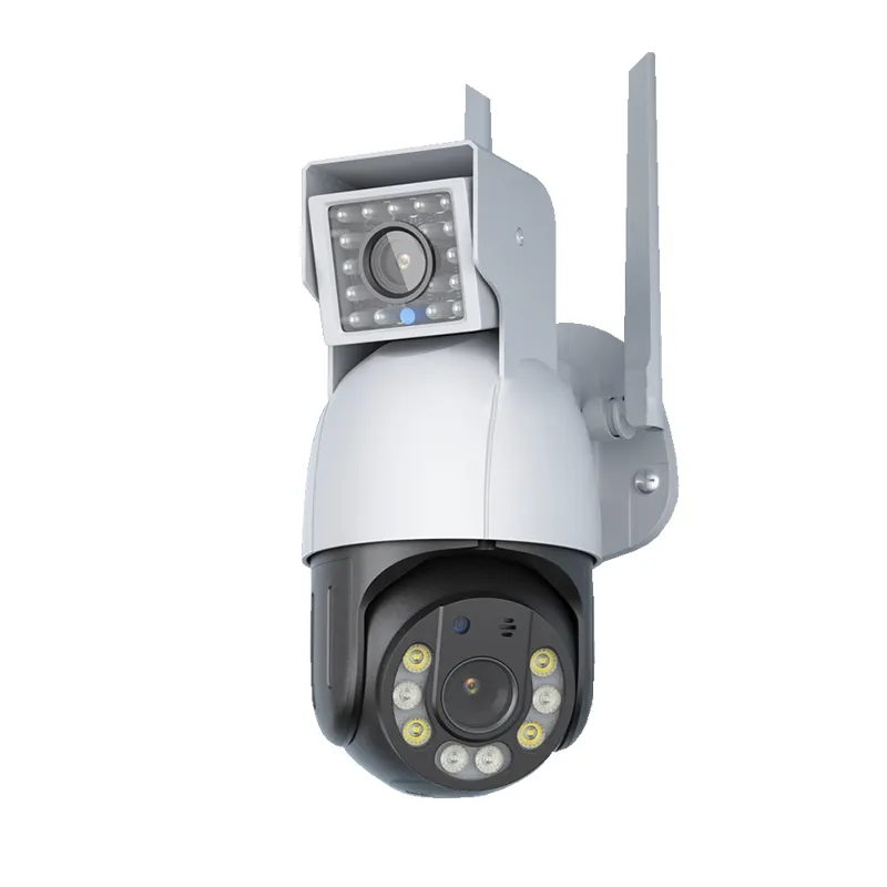 Câmera CCTV de segurança externa com cúpula de velocidade de gravação de vídeo 1080P 4MP sem fio de lente dupla com alarme colorido e visão noturna PTZ para exterior
