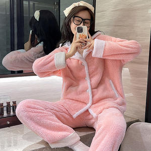 Set di pigiami in <span class=keywords><strong>pile</strong></span> <span class=keywords><strong>con</strong></span> bottone rosa per <span class=keywords><strong>donna</strong></span> a maniche lunghe in <span class=keywords><strong>pile</strong></span> di corallo e <span class=keywords><strong>pigiama</strong></span> da <span class=keywords><strong>donna</strong></span> in <span class=keywords><strong>pile</strong></span> di spessore invernale - Product Image 2