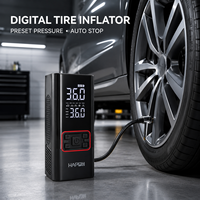 Compresseur d'air numérique sans fil 160 PSI à double usage avec batterie externe 6000 mAh et lumière d'urgence LED pour automobile