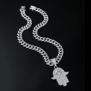 2026 Hot Selling Eyes Palm Shaped Geometric Pendant Necklace Personalized Hip Hop Style Men's Necklaces Trendy Jewelry Wholesale - Product Image 3