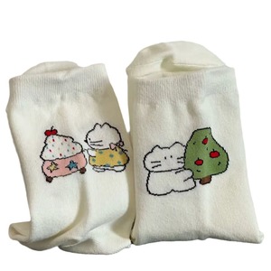 Chaussettes mi-mollet en coton respirant pour femmes, motif chaton de dessin animé mignon, style jeune, pour le printemps et l'automne - Product Image 3