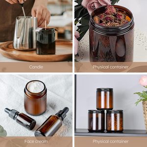 Pot en verre ambré de 8 oz à parois droites et forme ronde avec couvercle en fer blanc noir 70-400, logo personnalisé sérigraphié pour bougies - Product Image 6