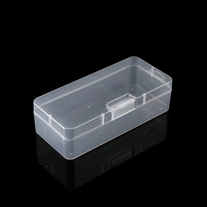 Caja de almacenamiento rectangular transparente, organizador de escritorio de PP de 16,5x7,5x4,6 cm para piezas de joyería y hardware con tapa - Product Image 2