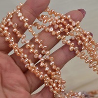 Perles baroques de culture d'eau douce de qualité AAA, trou latéral, multicolores, 3-4 mm, en fil, pour bijoux DIY – Vente chaude