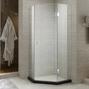 浴室菱形转角淋浴房隔间套装摇摆无框淋浴门