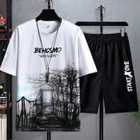 Kaos Pria Musim Panas Olahraga Luar Ruangan Santai Bernapas Celana Pendek Nyaman Longgar Sepanjang Lutut Bahan Sutra Es Hadiah Pesta