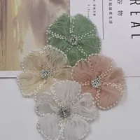 Mode 3D strass perle fleur patchs perlé maille garnitures robe de mariée garnitures de mariée Appliques