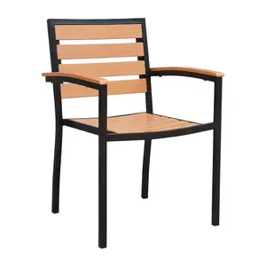 现代简约野营庭院餐厅木塑复合钢户外金属椅