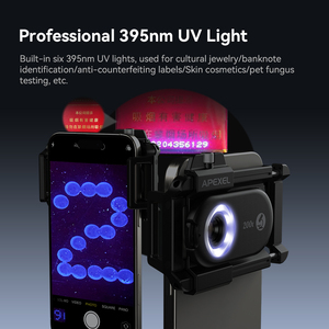 Ensemble de microscope mobile <span class=keywords><strong>Apexel</strong></span> 3-en-1 <span class=keywords><strong>100X</strong></span> 150X 200X avec lumière UV pour l'inspection des bijoux, des billets de banque, de la peau et des PCB - Product Image 5
