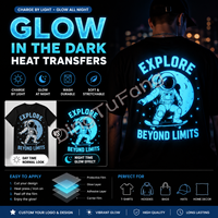 Film de transfert thermique DTF lumineux personnalisé, impression de transfert thermique DTF qui brille dans le noir pour t-shirts, sacs