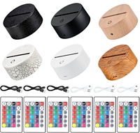 Lampes de nuit LED de 3,35 pouces, support pour lampe LED 3D DIY, base de lampe LED, 16 couleurs, 4 modes d'éclairage avec télécommande et câble USB, décoratif