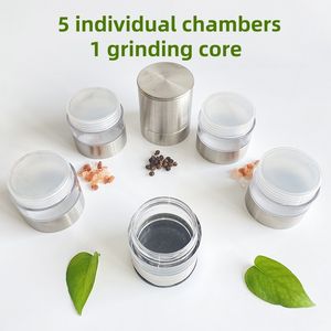 <span class=keywords><strong>Moulin</strong></span> à <span class=keywords><strong>sel</strong></span> et <span class=keywords><strong>poivre</strong></span> argent 5 en 1 <span class=keywords><strong>Moulin</strong></span> à <span class=keywords><strong>poivre</strong></span> manuel en acier inoxydable avec chambres à épices transparentes - Product Image 4