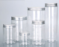 En stock, pot en plastique transparent PET, couvercle en aluminium, 50 ml, 100 ml, 200 ml, 300 ml, 500 ml pour l'emballage d'aliments, de fleurs, de thé, de noix