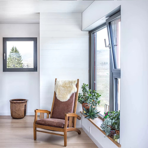 إطار نافذة ألومنيوم حديث قابل للإمالة والدوران مع زجاج مزدوج أفقي من الفولاذ المقاوم للصدأ للفلل - Product Image 3