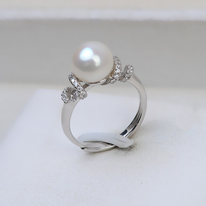 Bague ouverte en argent S925 pour femme, réglable, style tendance, incrustation de perles DIY, accessoires semi-finis, support vide, taille 05 - Product Image 1
