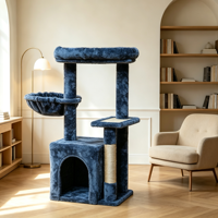 Arbre d'activités pour chat avec hamac en peluche, condo pour chat et poteaux à gratter en sisal