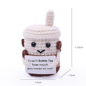 Nuevo Pastel de Cumpleaños Hecho a Mano con Ganchillo, Tarjeta de Energía Positiva, Postre, Té con Leche de Perlas, Muñeca de Ganchillo Decorativa, Regalo de Navidad - Product Image 4