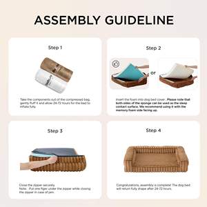 Lit orthopédique pour petits chiens, canapé-lit pour chien avec housse en velours côtelé lavable - Product Image 6