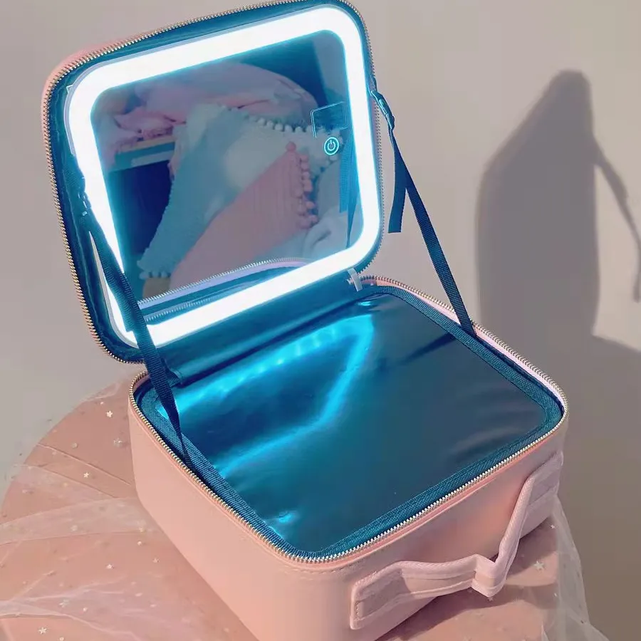 HIHO yeni varış makyaj sanatçısı bagaj büyük kumaş arabası kozmetik profesyonel makyaj çantası ile LED ışık ve ayna