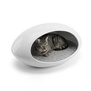 Glossy Egg Sculpture Cat Cave Minimalist Semi-open Cat <b>Bed</b> Washable Mat Indoor Living Room Decor Pet <b>House</b> - Product Image 5